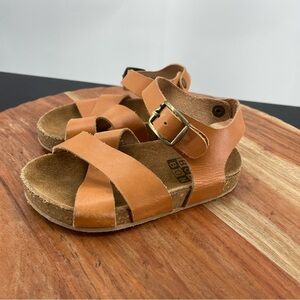 Bonbon Bonton German Criscross brown leather sandals sz 23 US 7 baby girl